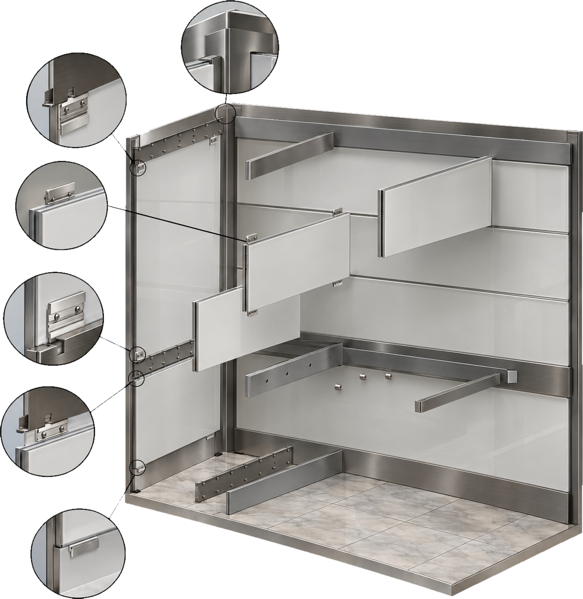 Exploded view of the Fusion installation system