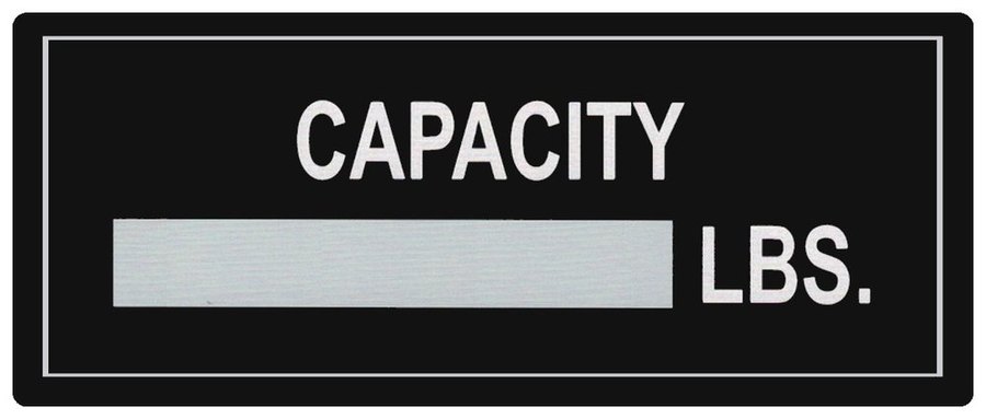 Elevator capacity plate, laser-etched