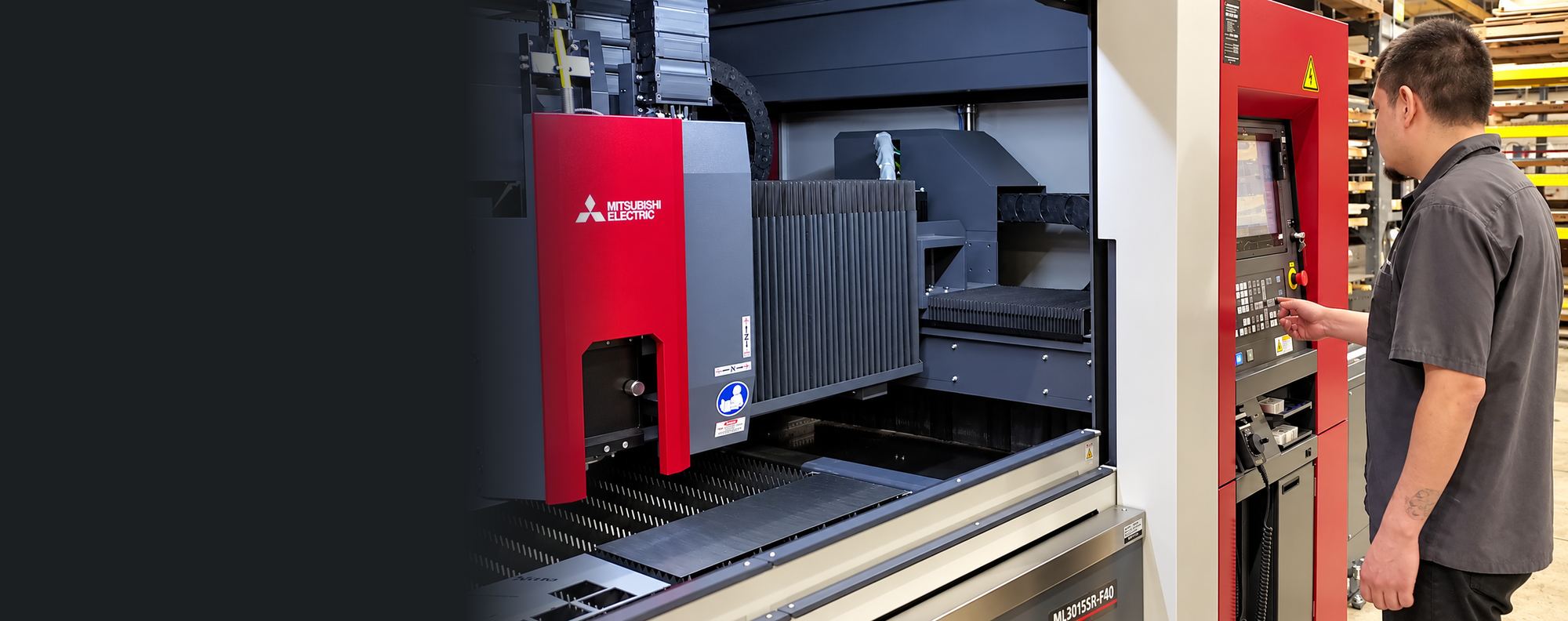 Mitsubishi Electric fiber laser cutting cab shell parts at CabCraft, programmed from the SolidWorks assembly